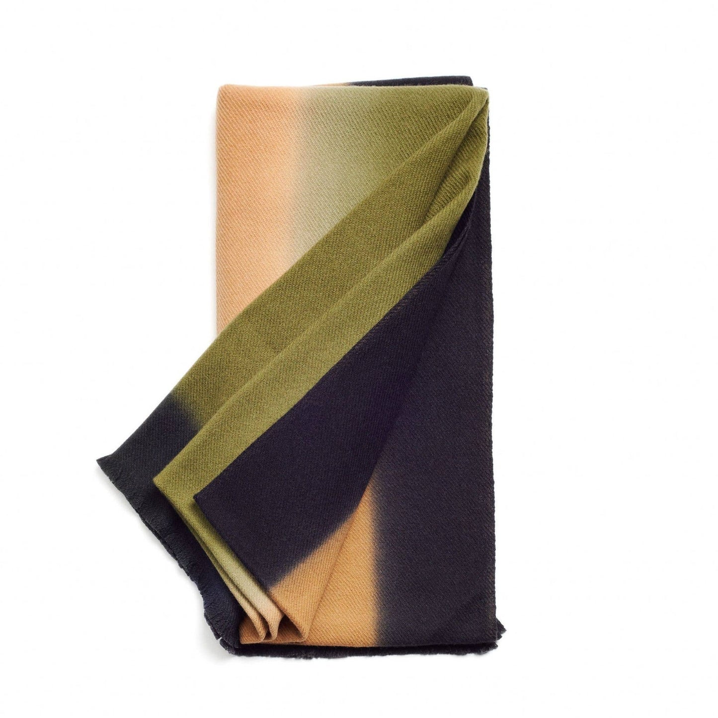 Olyv Ombre Green Brown Soft Modern Merino Handwoven Throw