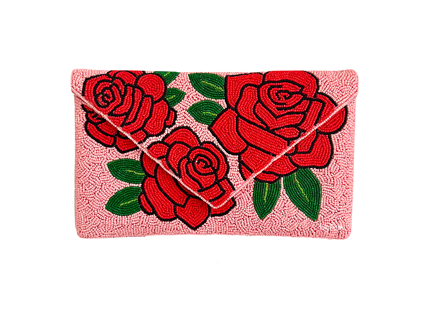 Beaded Rose Clutch Crossbody Bag, Lily Posh Floral Clutch