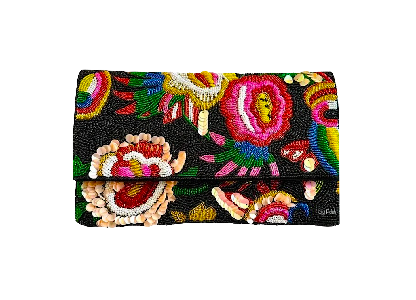 Beaded Floral Clutch Crossbody Bag Lily Posh