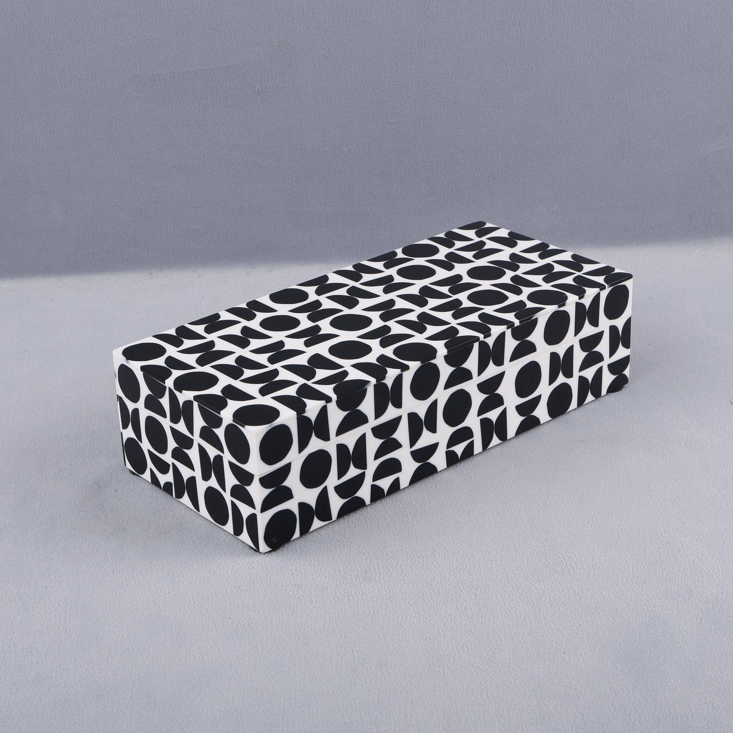 Black White Resin Inlay Handmade Gift Decorative Boxes: 10x4.5x2.5