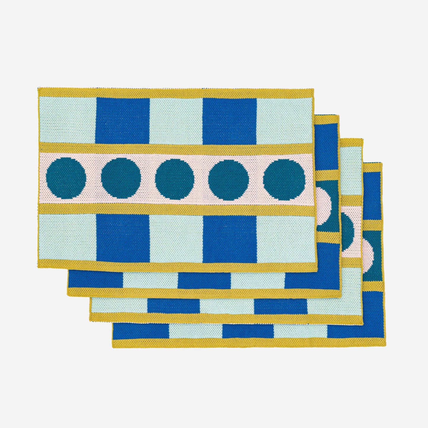 Stripe Dot Placemat Set: Cobalt