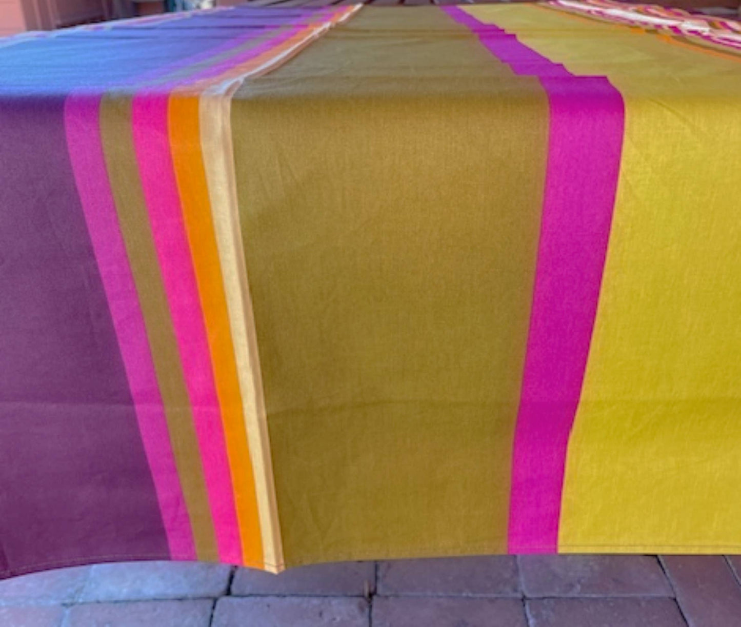 French Tablecloth Stripe Basque Coated Tablecloth Collection: Anis