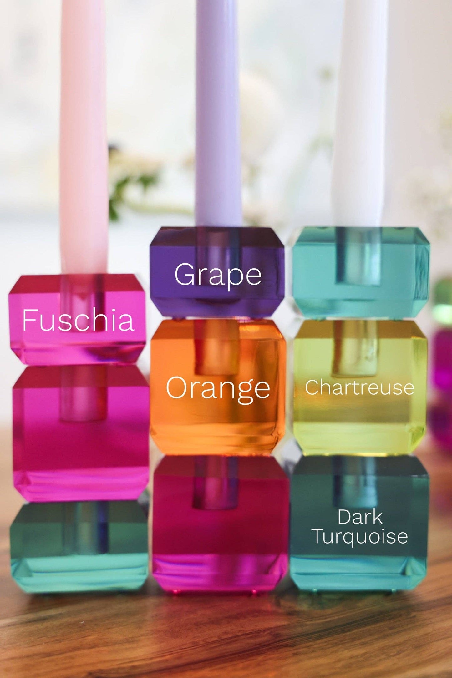 Interchangeable Candlestick Holders: Fuchsia